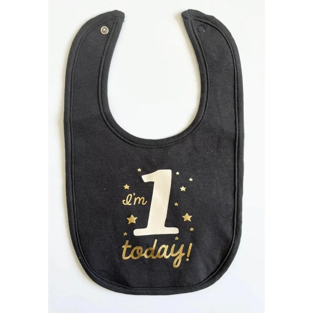 Carter’s Baby Boy One Size I'm 1 Today Birthday Bib Snap 100% Cotton Lined